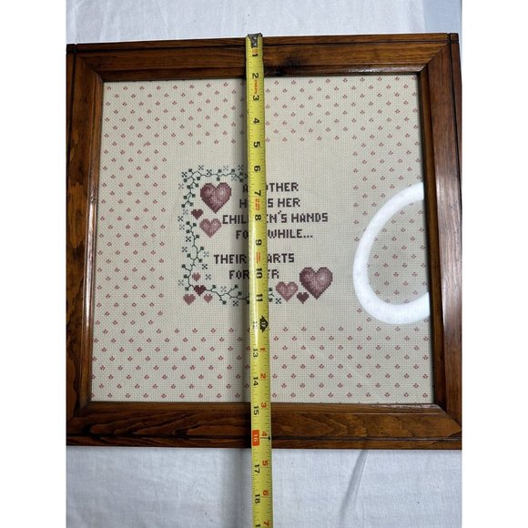Framed Cross Stitch Mother Holds Her Children Hands for A While Their Hearts - Picture 4 of 6